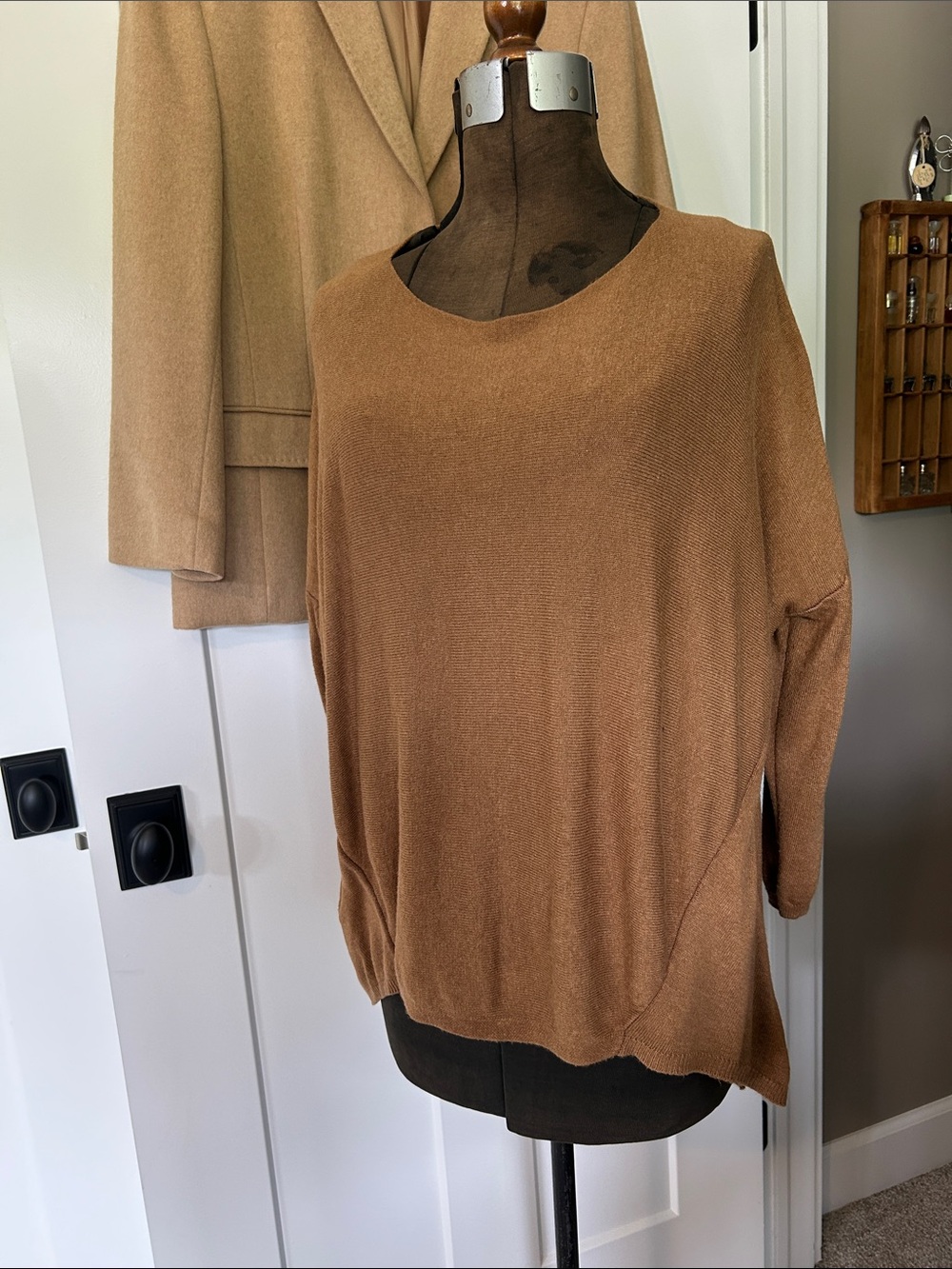 Slouchy slop oversized earthtone top fine knit made in Italy drop shoulder